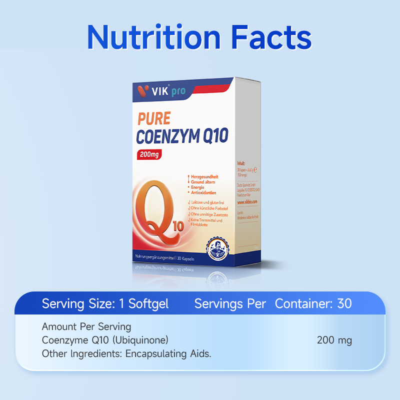 VIKPRO Pure Coenzyme 200mg-30 Softgels