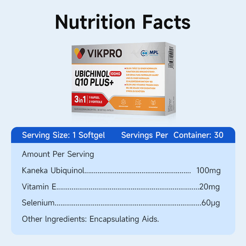 VIKPRO Ubiquinol Q10 Plus+ -30 Sofgels