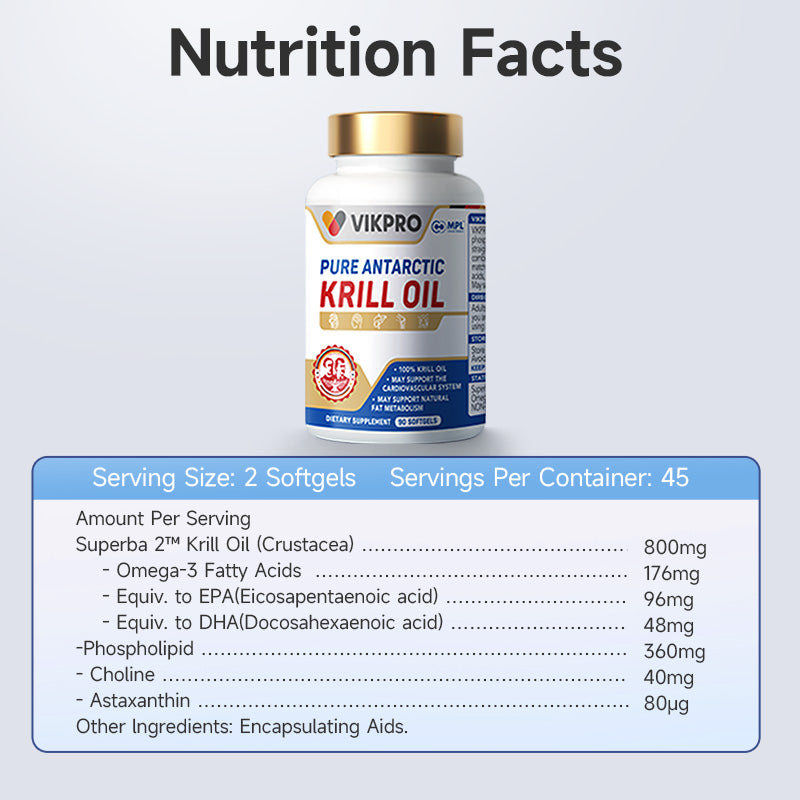 VIKPRO Pure Antarctic Krill Oil 400mg-90 Softgels